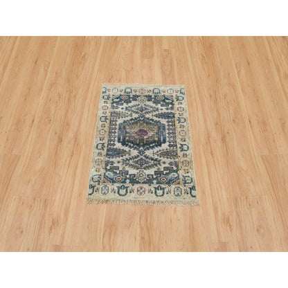 Tribal & Geometric Wool Hand Knotted Rug Ivory Ivory 2.0X3.0 -O065461