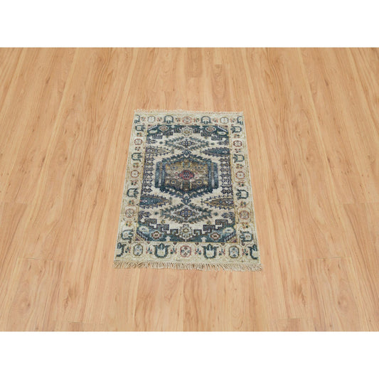 Tribal & Geometric Wool Hand Knotted Rug Ivory Ivory 2.0X3.0 -O065461