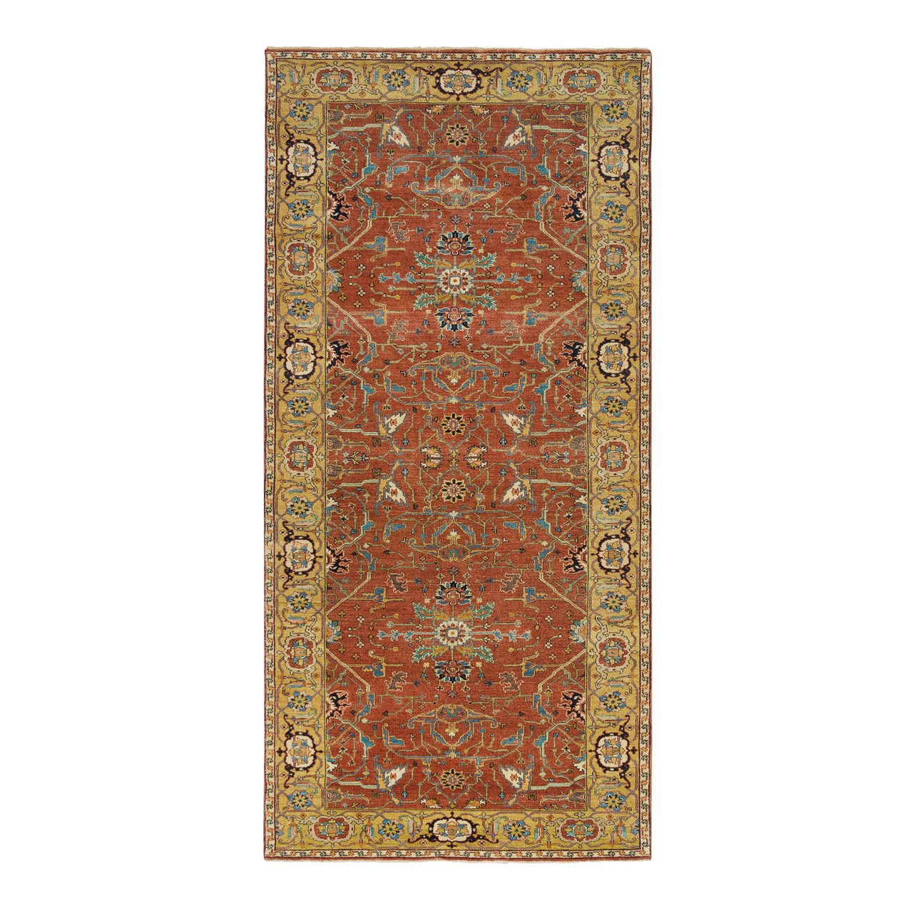 Red 4'0" x 10'0" Heriz Hand knotted Wool Rug - Sku: O065462