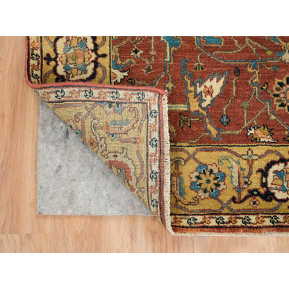 Heriz Wool Hand Knotted Rug Red Yellow 4.0X10.0 -O065462
