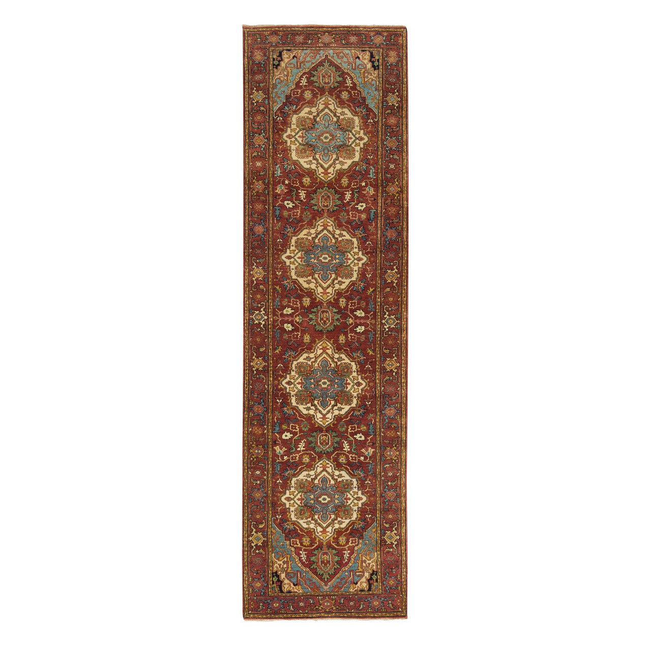 Red 2'6" x 10'1" Heriz Hand knotted Wool Rug - Sku: O065466