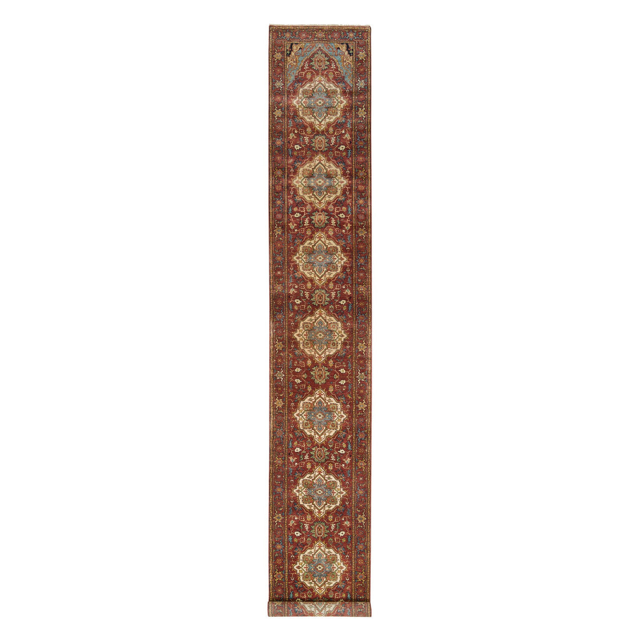 Red 2'7" x 18'0" Heriz Hand knotted Wool Rug - Sku: O065470