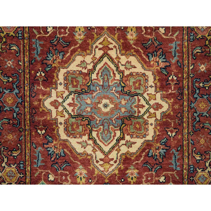 Heriz Wool Hand Knotted Rug Red Red 2.7X18.0 -O065470