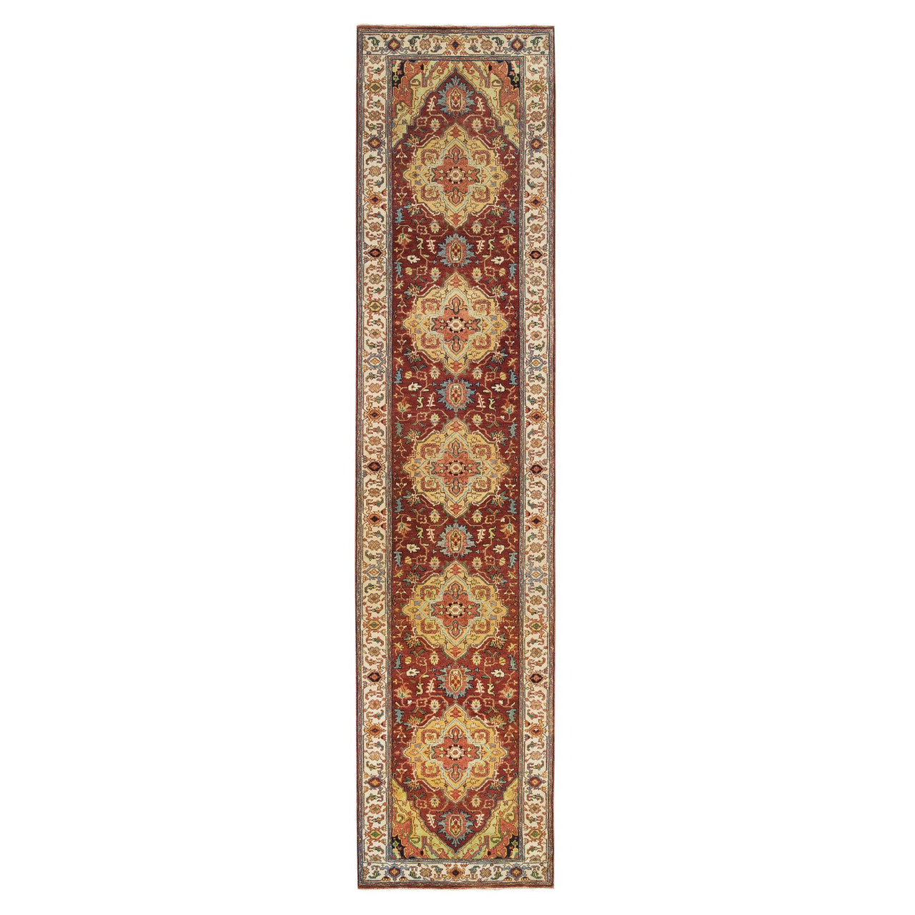 Red 2'7" x 12'1" Heriz Hand knotted Wool Rug - Sku: O065478