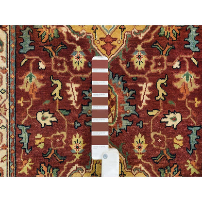 Heriz Wool Hand Knotted Rug Red Cream 2.7X12.1 -O065478