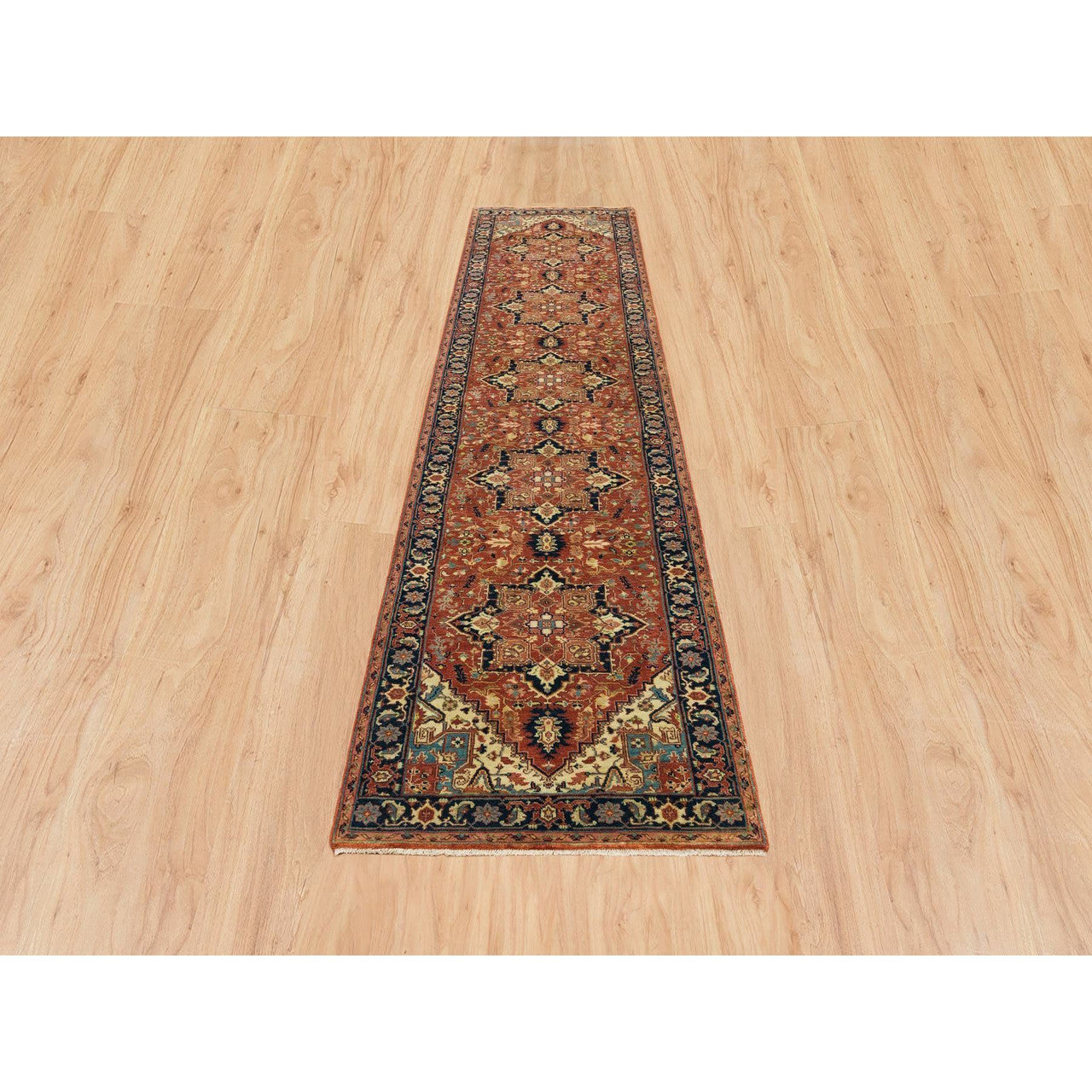 Red 2'7" x 12'1" Heriz Hand knotted Wool Rug - Sku: O065482