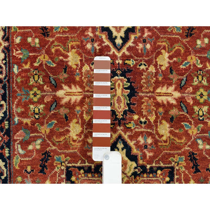 Heriz Wool Hand Knotted Rug Red Navy Blue 2.7X12.1 -O065482