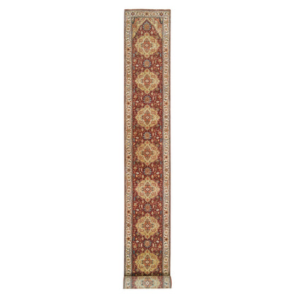 Heriz Wool Hand Knotted Rug Red Cream 2.6X23.10 -O065495