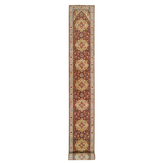 Heriz Wool Hand Knotted Rug Red Cream 2.6X23.10 -O065495