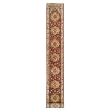 Heriz Wool Hand Knotted Rug Red Cream 2.6X23.10 -O065495