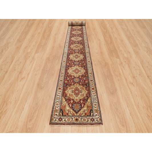 Heriz Wool Hand Knotted Rug Red Cream 2.6X23.10 -O065495