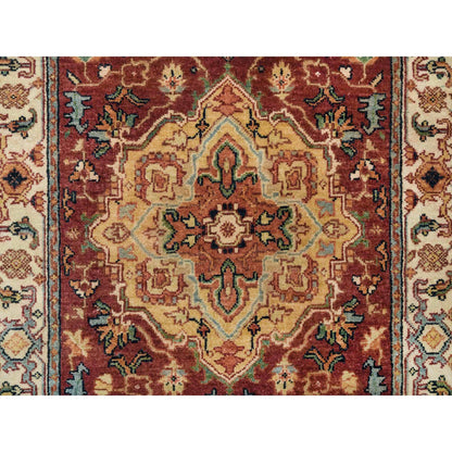 Heriz Wool Hand Knotted Rug Red Cream 2.6X23.10 -O065495