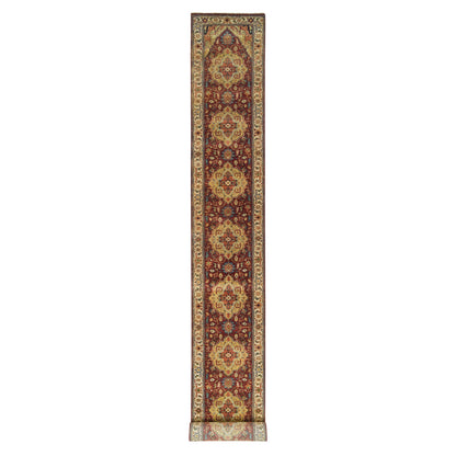 Heriz Wool Hand Knotted Rug Red Cream 2.7X22.0 -O065496