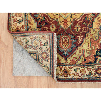 Heriz Wool Hand Knotted Rug Red Cream 2.7X22.0 -O065496
