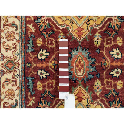 Heriz Wool Hand Knotted Rug Red Cream 2.7X22.0 -O065496