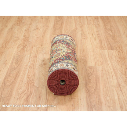 Heriz Wool Hand Knotted Rug Red Cream 2.7X22.0 -O065496