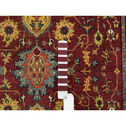 Heriz Wool Hand Knotted Rug Red Cream 3.10X12.1 -O065499