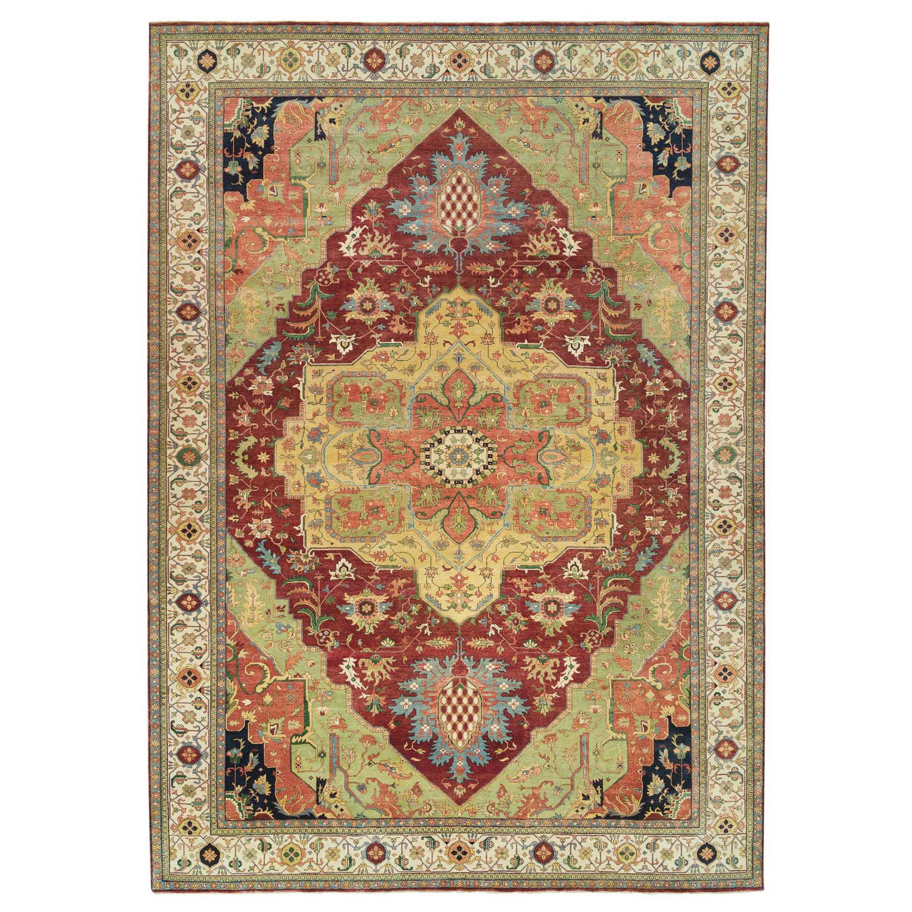 Red 12'0" x 18'2" Heriz Hand knotted Wool Rug - Sku: O065502