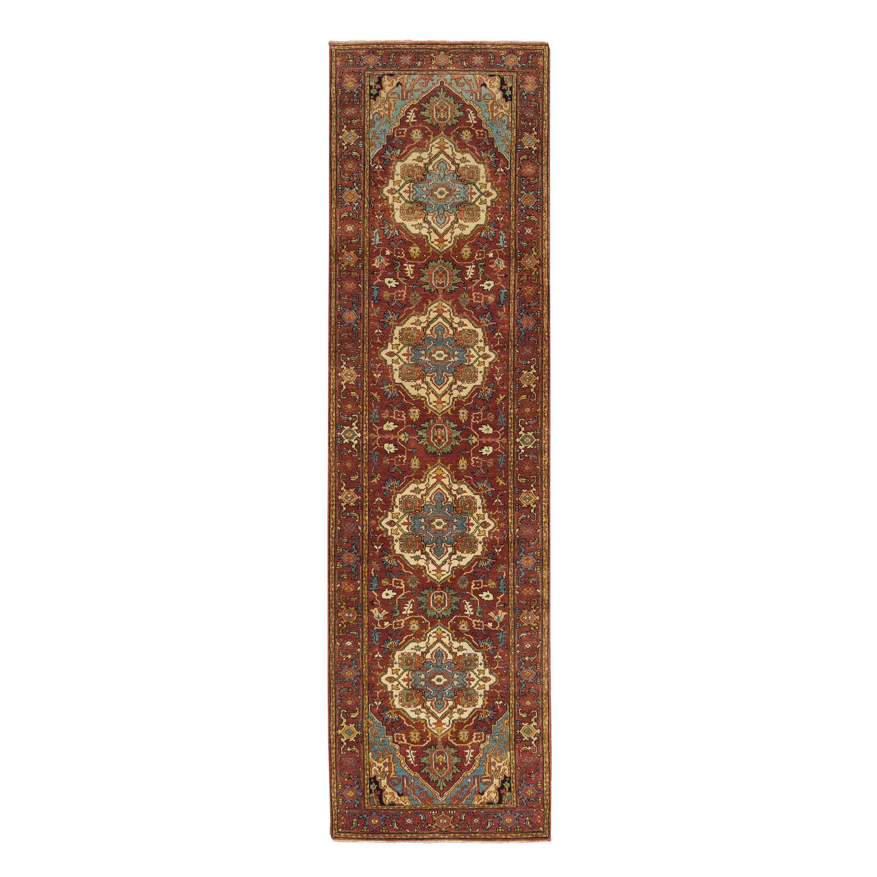 Red 2'7" x 10'0" Heriz Hand knotted Wool Rug - Sku: O065503