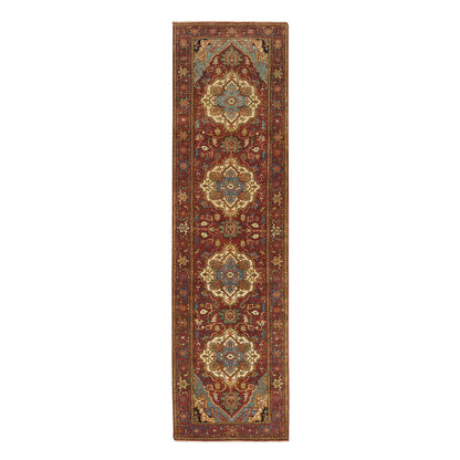 Heriz Wool Hand Knotted Rug Red Red 2.7X10.0 -O065503