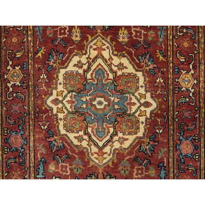 Heriz Wool Hand Knotted Rug Red Red 2.7X10.0 -O065503