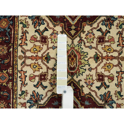 Heriz Wool Hand Knotted Rug Ivory Red 2.6X22.0 -O065505