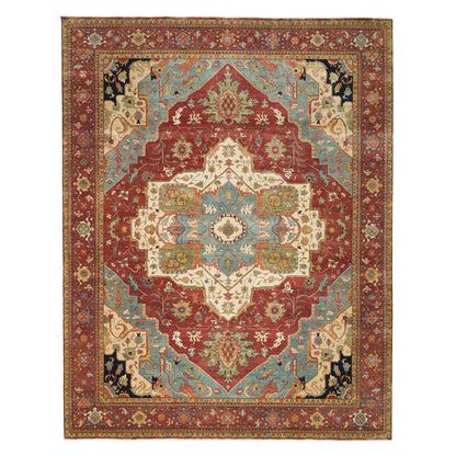 Heriz Wool Hand Knotted Rug Red Red 12.0X15.2 -O065509