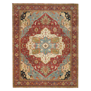 Heriz Wool Hand Knotted Rug Red Red 12.0X15.2 -O065509