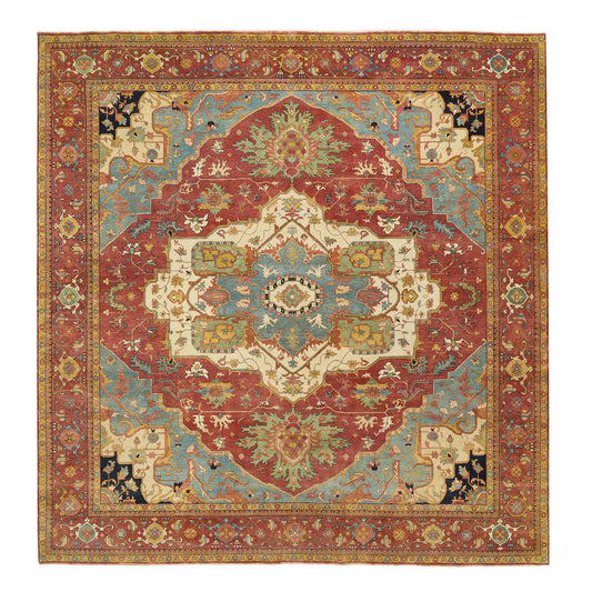 Heriz Wool Hand Knotted Rug Red Red 12.1X12.2 -O065510