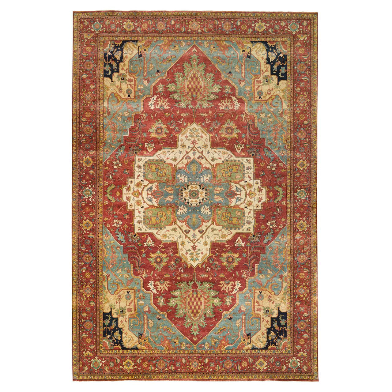 Red 12'1" x 18'2" Heriz Hand knotted Wool Rug - Sku: O065511