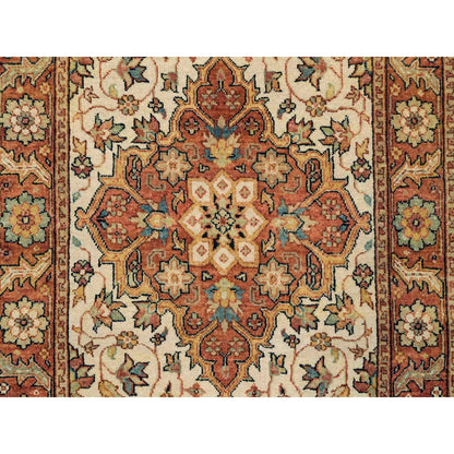Heriz Wool Hand Knotted Rug Ivory Red 3.0X5.1 -O065529