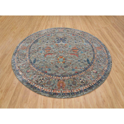 Transitional Wool & Silk Hand Knotted Rug Brown No Border 9.9X9.9 -O065544