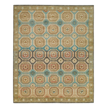 Transitional Wool Hand Knotted Rug Green Olive Green 8.3X10.0 -O065545
