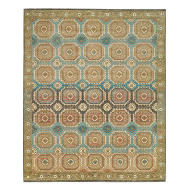 Transitional Wool Hand Knotted Rug Green Olive Green 8.3X10.0 -O065545