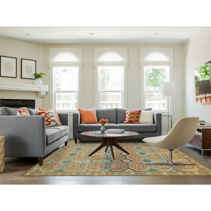 Transitional Wool Hand Knotted Rug Green Olive Green 8.3X10.0 -O065545