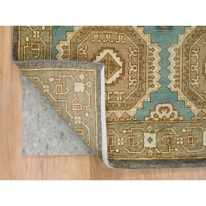 Transitional Wool Hand Knotted Rug Green Olive Green 8.3X10.0 -O065545