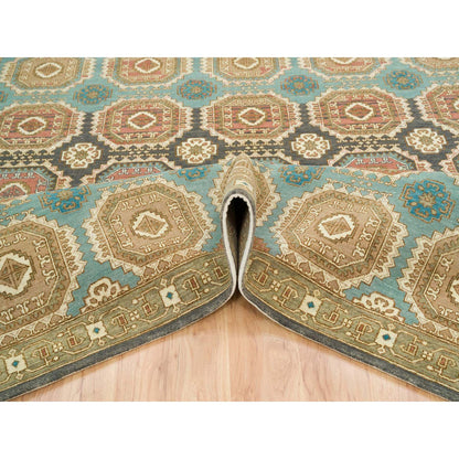 Transitional Wool Hand Knotted Rug Green Olive Green 8.3X10.0 -O065545