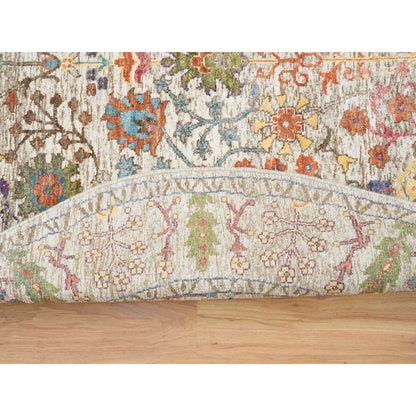 Transitional Wool & Silk Hand Knotted Rug Beige Beige 5.4X5.4 -O065548