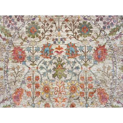Transitional Wool & Silk Hand Knotted Rug Beige Beige 5.4X5.4 -O065548