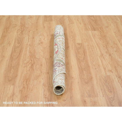 Transitional Wool & Silk Hand Knotted Rug Beige Beige 5.4X5.4 -O065548