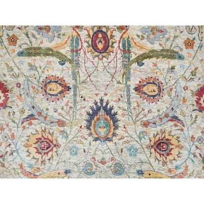 Transitional Wool & Silk Hand Knotted Rug Beige No Border 5.2X7.4 -O065550