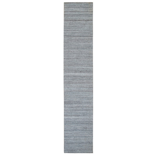 Modern and Contemporary Wool Hand Loomed Rug Grey No Border 2.7X14.0 -O065557