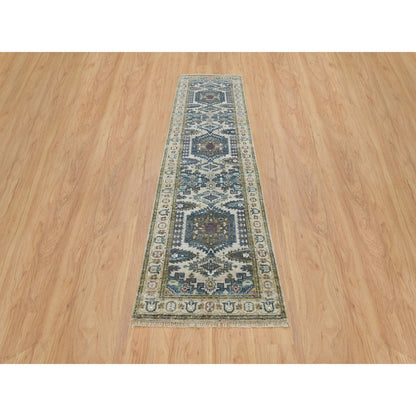 Tribal & Geometric Wool Hand Knotted Rug Ivory Ivory 2.6X9.10 -O065573