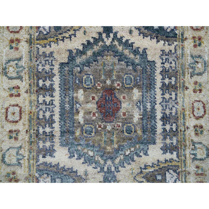 Tribal & Geometric Wool Hand Knotted Rug Ivory Ivory 2.6X9.10 -O065573