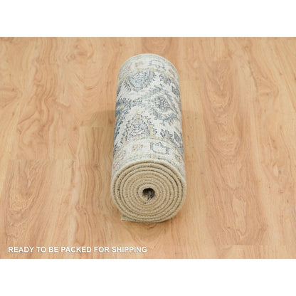 Tribal & Geometric Wool Hand Knotted Rug Ivory Ivory 2.6X9.10 -O065573