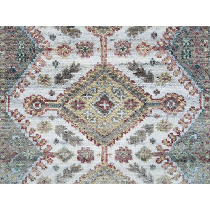 Tribal & Geometric Wool Hand Knotted Rug Ivory Ivory 2.7X9.9 -O065574