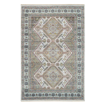 Tribal & Geometric Wool Hand Knotted Rug Ivory 6.1x9.0 -O065577