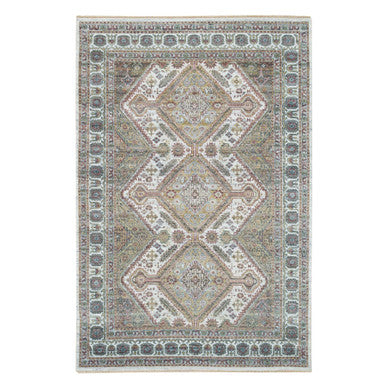 Tribal & Geometric Wool Hand Knotted Rug Ivory 6.1x9.0 -O065577
