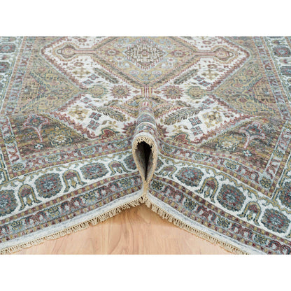Tribal & Geometric Wool Hand Knotted Rug Ivory 6.1x9.0 -O065577