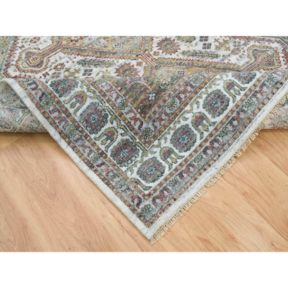 Tribal & Geometric Wool Hand Knotted Rug Ivory 6.1x9.0 -O065577